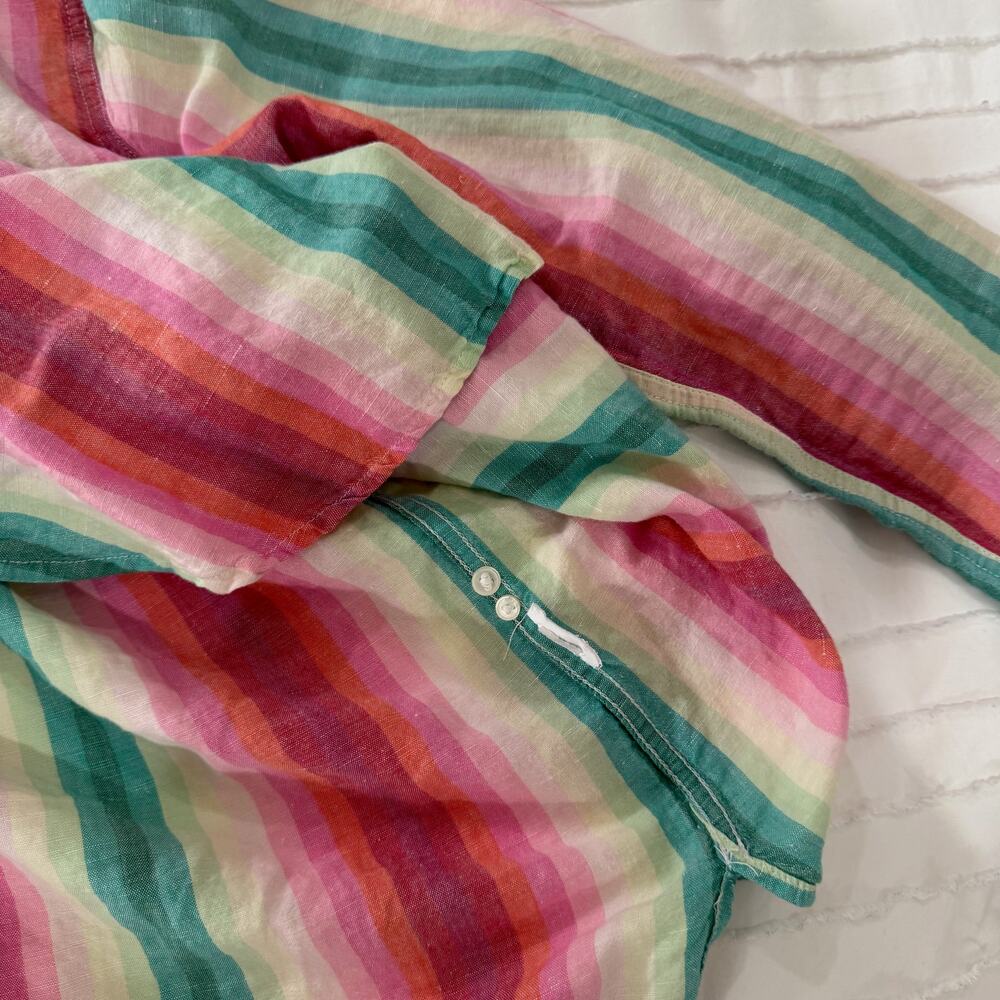 J.Crew Striped Linen Shirt Women's 6 Coastal Grandmother Retro 70s Vacation Boho - Picture 7 of 16